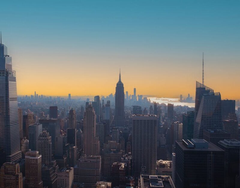 City Architecture - Stunning sunset view of New York City skyline fe #15519425