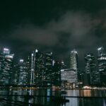 City Architecture - A stunning view of Singapore's skyline at night  #18095413