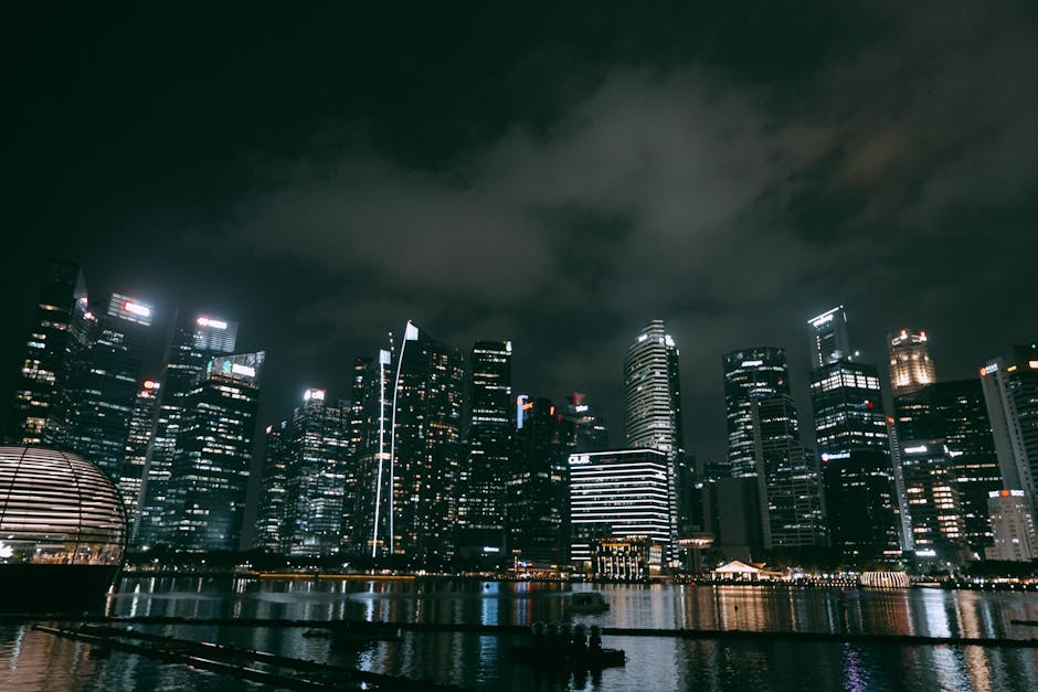 City Architecture - A stunning view of Singapore's skyline at night #18095413