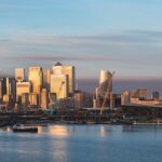 City Architecture - Captivating sunrise view of London's Royal Docks #32672580