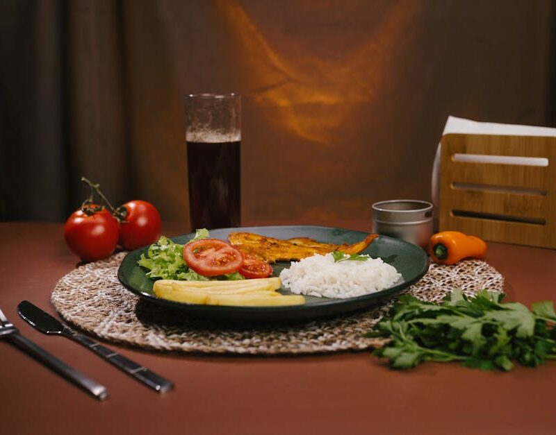 Food Aesthetics - Delicious Brazilian dish featuring rice, fish, a #34520961