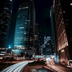 City Architecture - Dramatic night scene of Hong Kong skyscrapers an #35486710