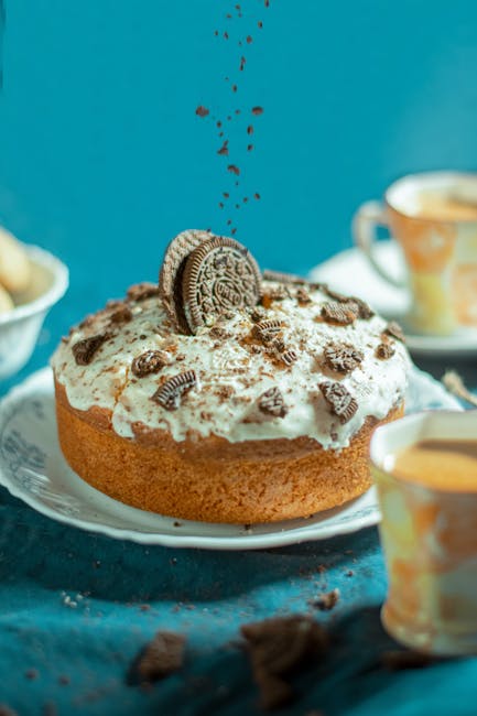 Food Aesthetics - Appetizing Oreo cake topped with cookies, perfec #4323373