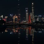 City Architecture - A breathtaking night view of the Shanghai skylin #7883869